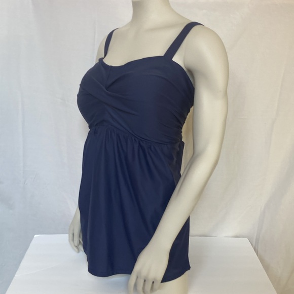 Women’s Plus Size XXXL Tankini Navy Blue Color Lightly Padded Criss Cross Bust - Picture 4 of 7